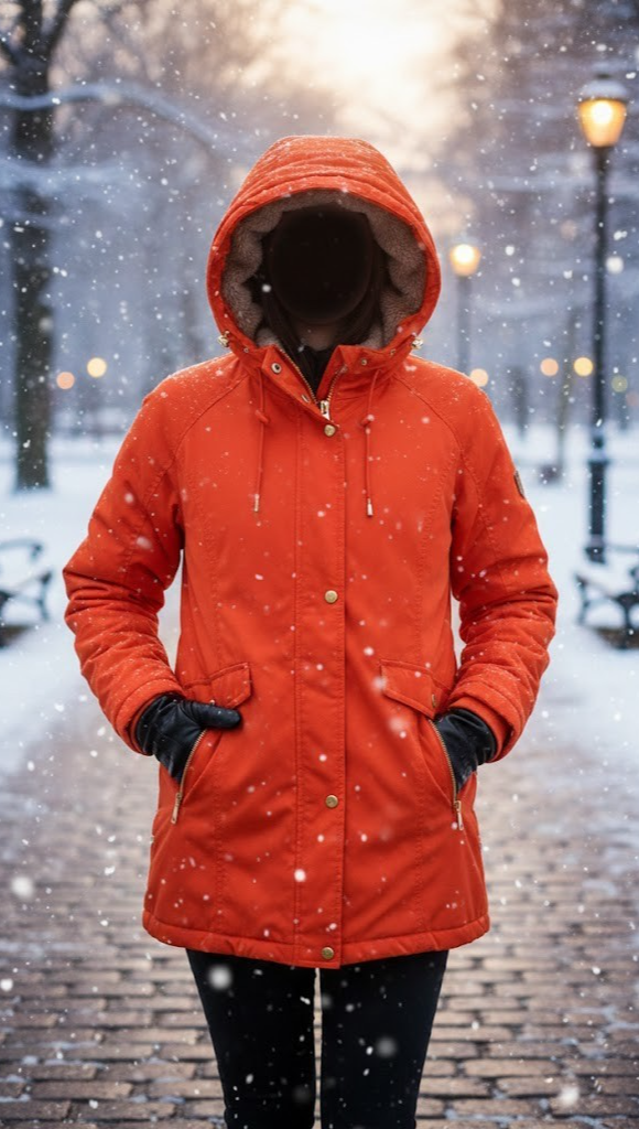 DAWID by Dawid Tomaszewski Winterjacke Gr.44 Rot Kapuze Damen Parka Mantel ZU
