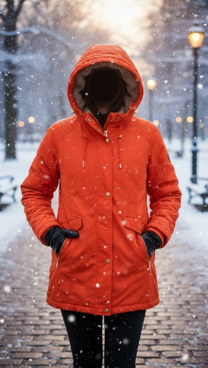 DAWID by Dawid Tomaszewski Winterjacke Gr.44 Rot Kapuze Damen Parka Mantel ZU
