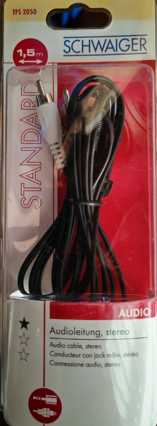 Schwaiger TFS 2050 Stereo Audioleitung 1,5m Audiokabel Stereo Kabel HiFi A5