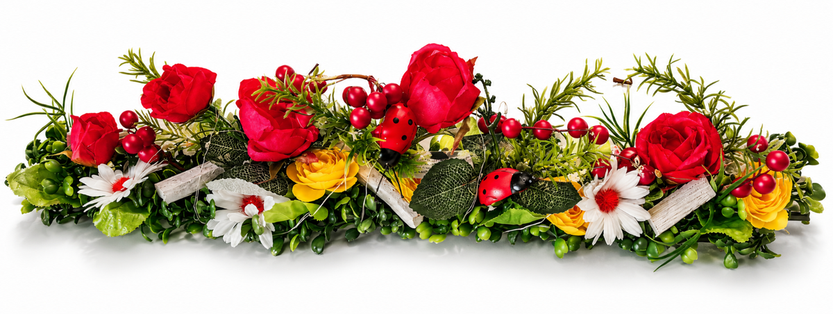 TEWA Tischaufleger Käferparade LED beleuchtet 55 cm Blumengesteck Deko E6