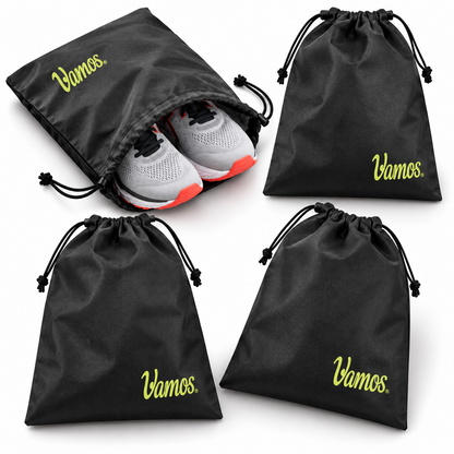 Vamos Schuhbeutel 4er Set Schwarz Reise Schuhsack Aufbewahrung Zugband PAL4