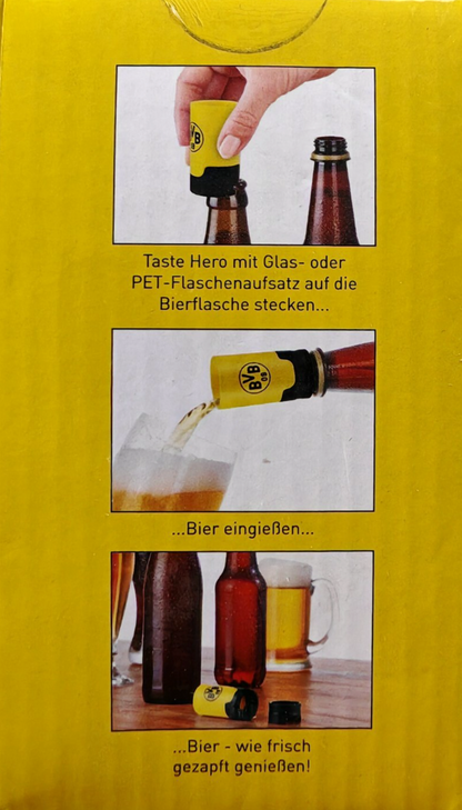 BVB Taste Hero Borussia Dortmund Bier Flaschenaufsatz Glas PET Fanartikel C4