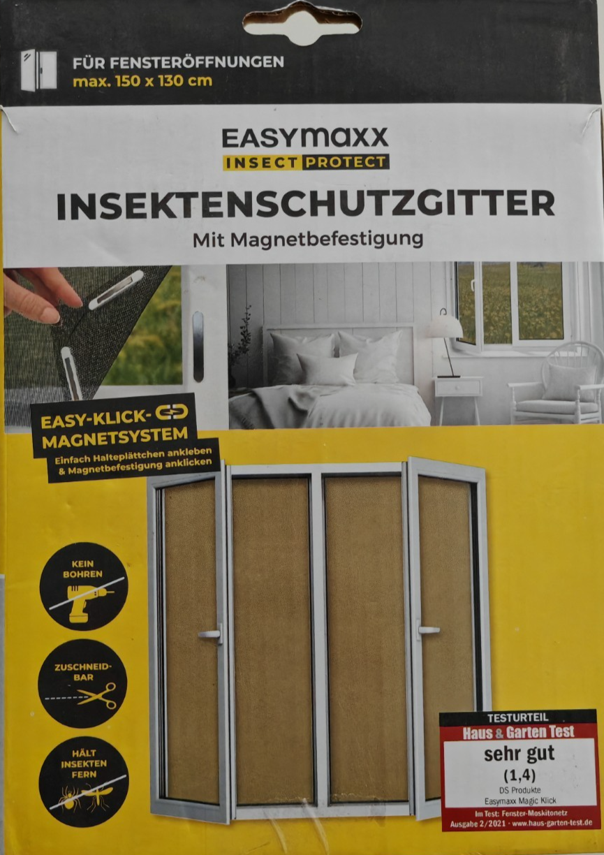 EASYmaxx Insektenschutzgitter Magnet Fliegengitter Fenster 130x150cm B2