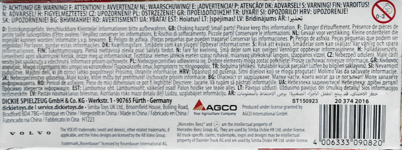 Dickie Toys Micro Vehicle Set Mercedes, Rosenbauer, Fendt Und Volvo