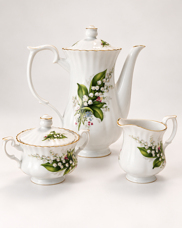 CreaTable Ivona Kaffeeservice 3-teilig Maiglöckchen Porzellan Kaffeekanne HA18
