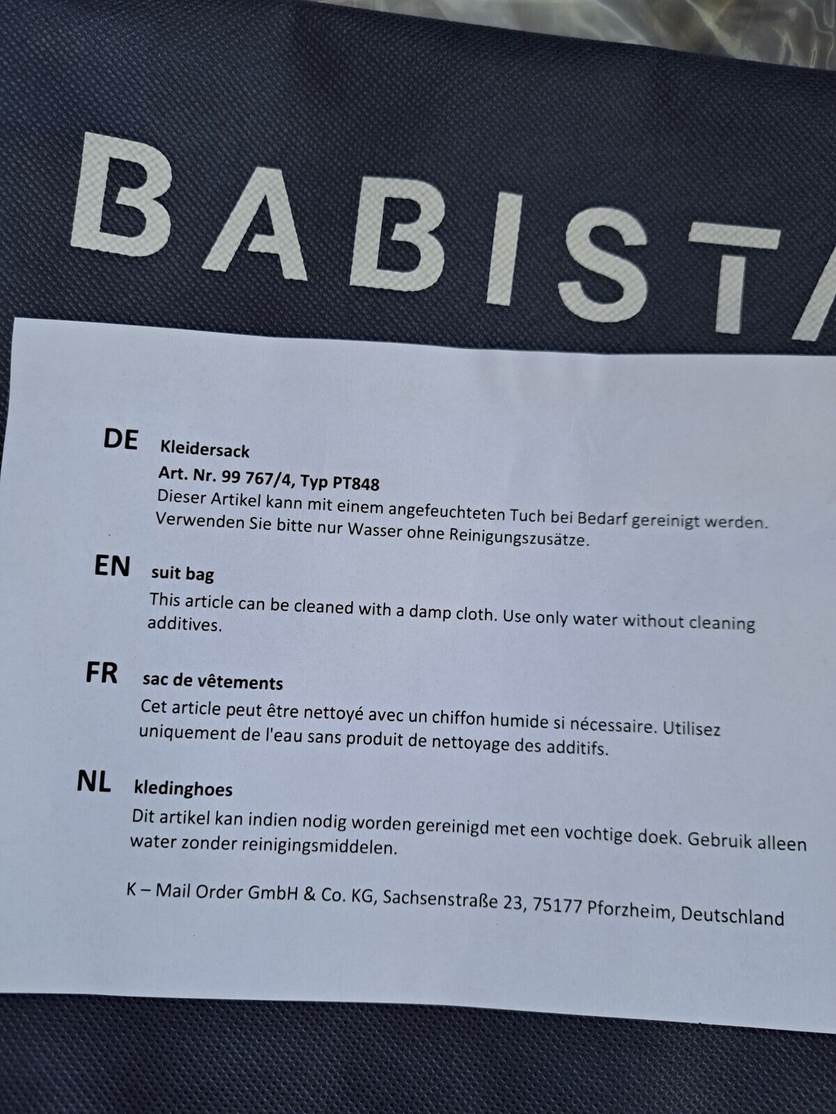 3x BABISTA, Kleidersack, Kleiderschutz, Stoff, Reißverschluss, Blau