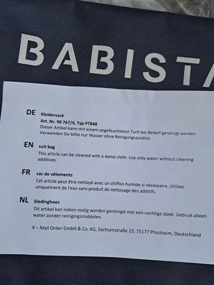 3x BABISTA, Kleidersack, Kleiderschutz, Stoff, Reißverschluss, Blau