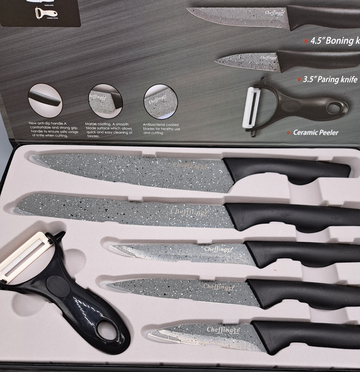 Cheffinger Messerset 6tlg Marble Küchenmesser Set