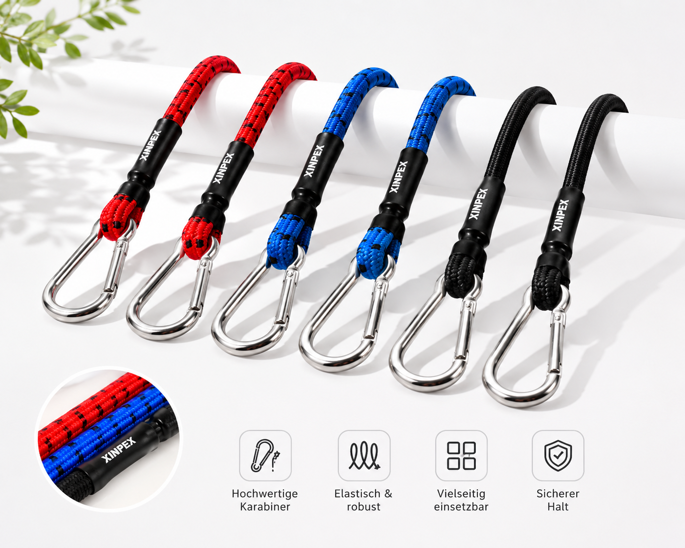 Pretex Gepäckspanner 6er Set Karabiner Expander Gepäckgummi Spanngummi A3