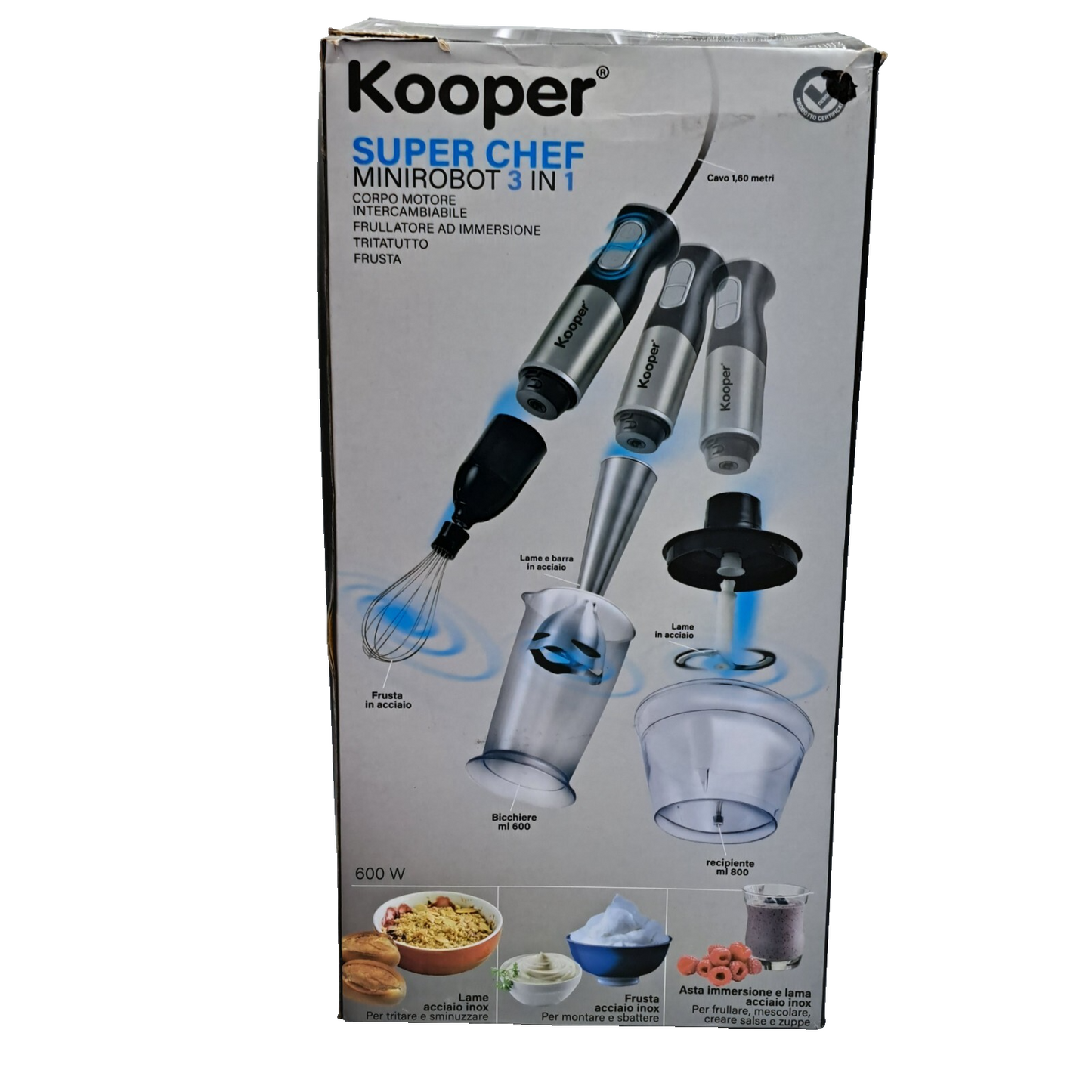 Kooper Super Chef 3in1 Stabmixer Set Pürierstab Zerkleinerer Handmixer Küche F3