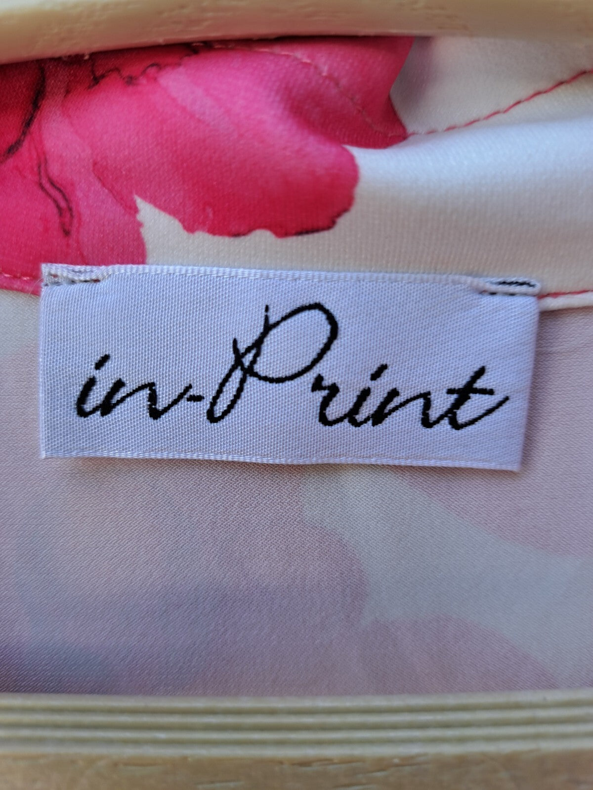 IN-PRINT Damenkleid, 1/2-Arm, Polokragen, Blätterprint Pink, Größe M