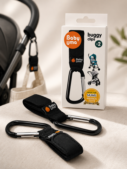 Baby Uma Buggy Clips 2er Set Kinderwagenhaken Taschenhalter Kinderwagen D8