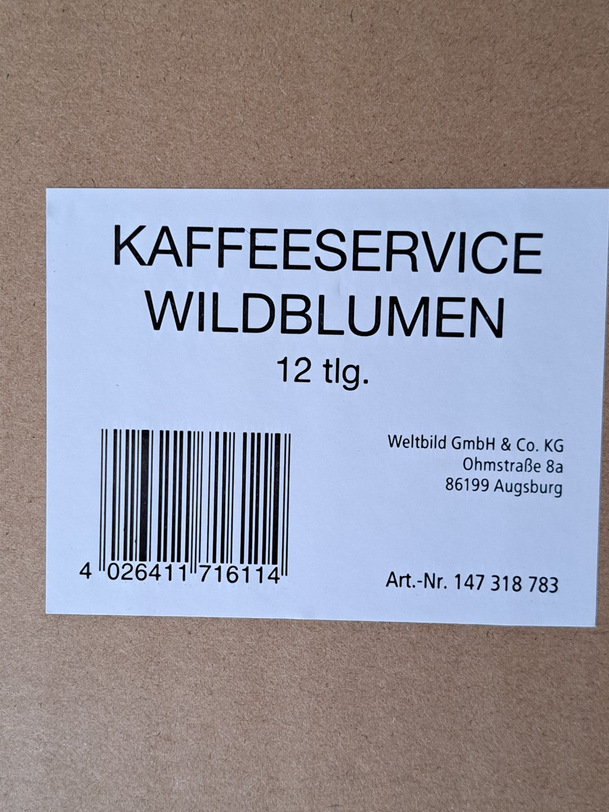 Weltbild Kaffeeservice Wildblumen 12tlg Tassen Teller Unterteller Set HA17