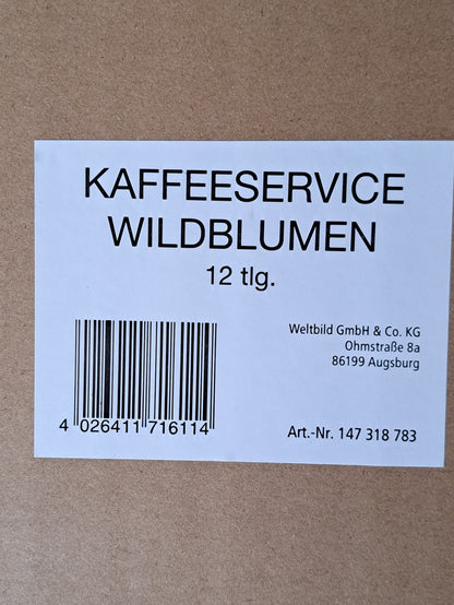 Weltbild Kaffeeservice Wildblumen 12tlg Tassen Teller Unterteller Set HA17