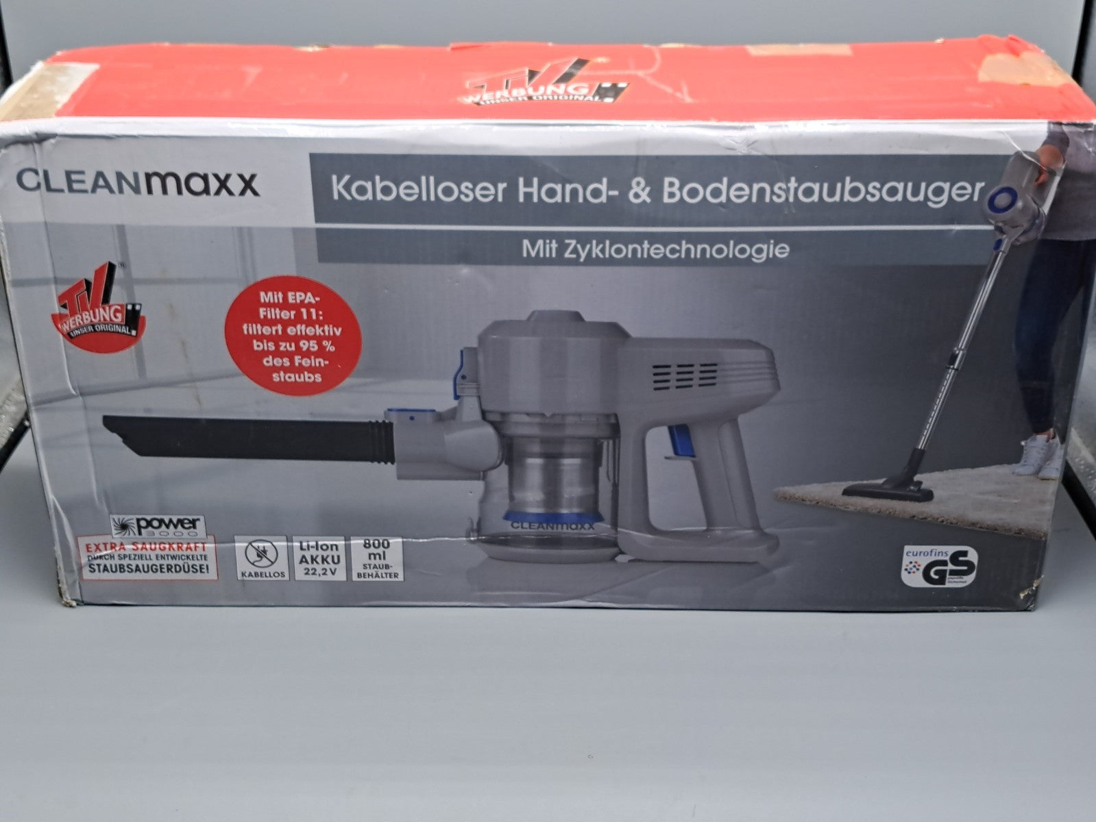 CLEANmaxx Akku-Hand- & Bodenstaubsauger – Zyklontechnologie, kraftvoll & leicht