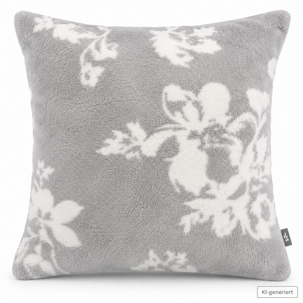 Home Ideas Living Deko-Kissen 50x50cm Grau Weiß Mikrofaser Blumen OEKO-TEX C6