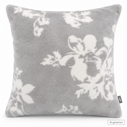 Home Ideas Living Deko-Kissen 50x50cm Grau Weiß Mikrofaser Blumen OEKO-TEX C6
