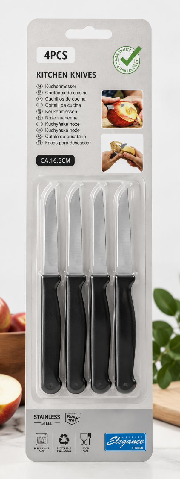 Cuisine Elegance Küchenmesser 4tlg Set Edelstahl 16,5cm Messer Küche