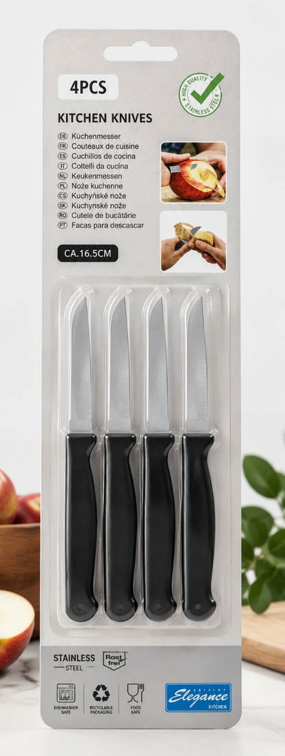 Cuisine Elegance Küchenmesser 4tlg Set Edelstahl 16,5cm Messer Küche