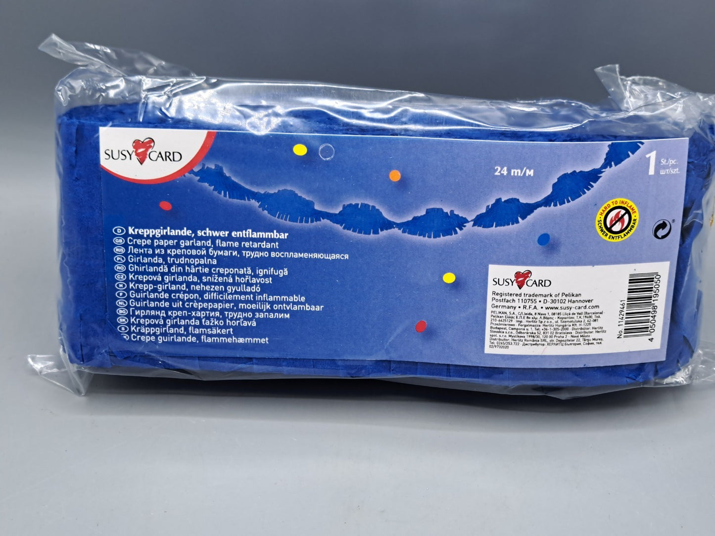 4x Susycard Kreppgirlande 24 m Blau schwer entflammbar Party Deko