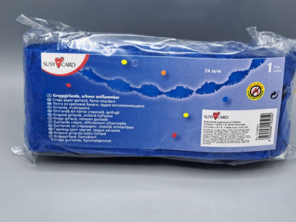 4x Susycard Kreppgirlande 24 m Blau schwer entflammbar Party Deko