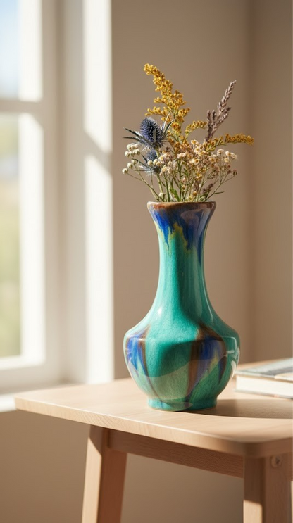 Keramik Vase Höhe 16 cm Antiquität Kunst Dekoration Sammlerobjekt