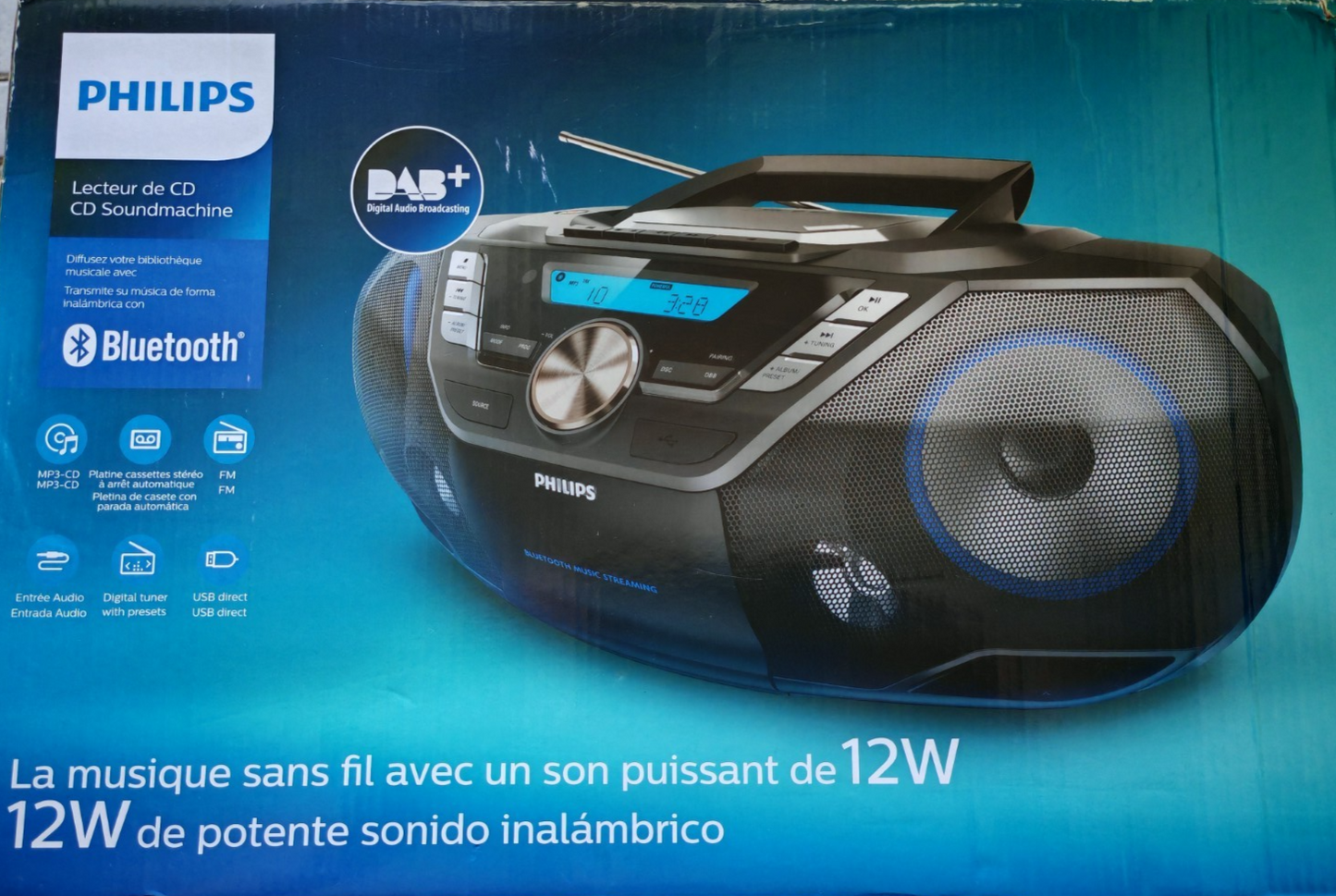 Philips AZB798T/12 CD Soundmachine DAB+ Bluetooth Kassette USB Radio CD A08