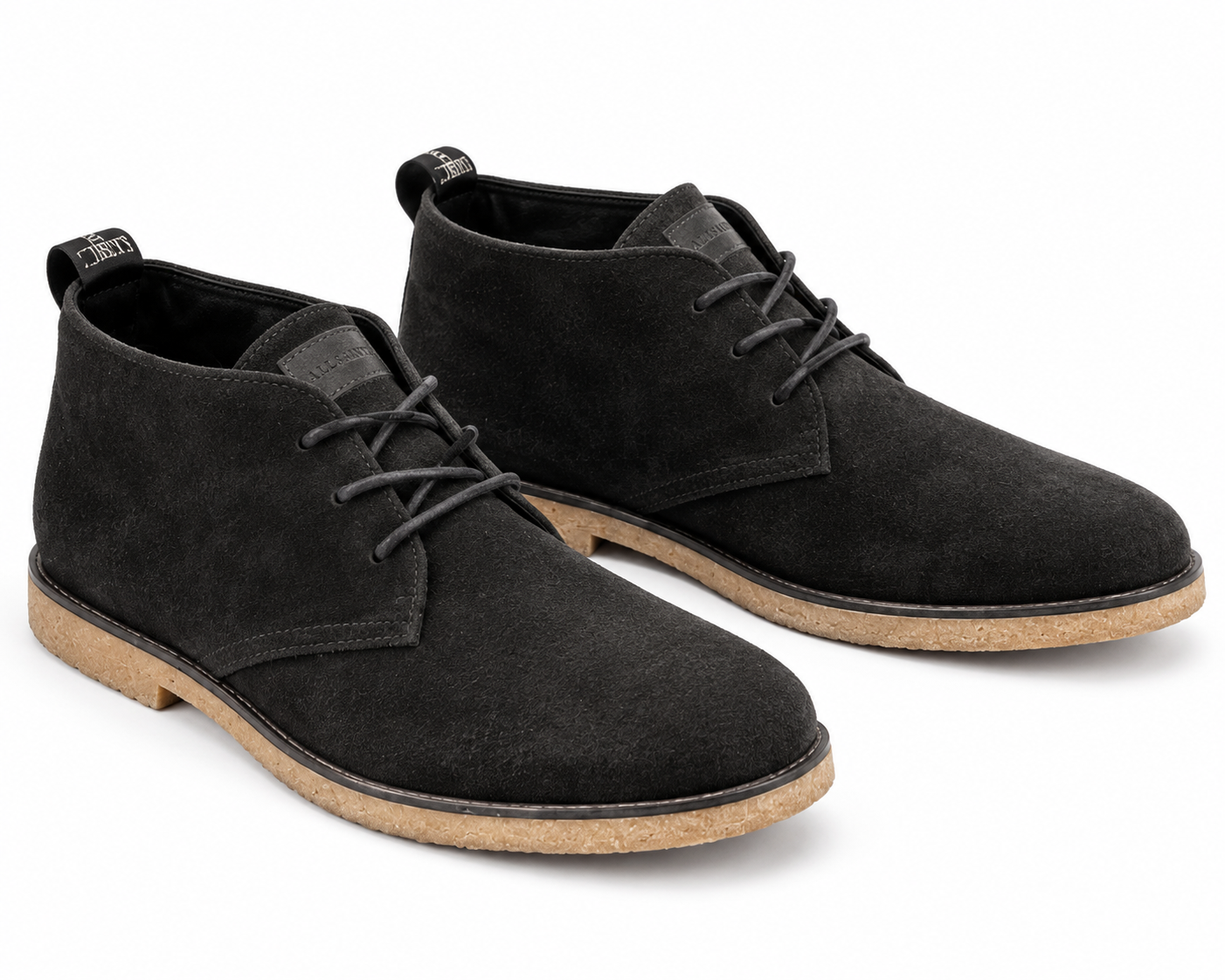 AllSaints Luke Chukka Boots Herren Wildleder Schwarz Leder Stiefel Gr. 40 G1
