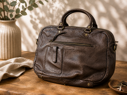 DESIDERIUS Sperantia Levana Ledertasche Olive Rindsleder Nieten Handtasche H2
