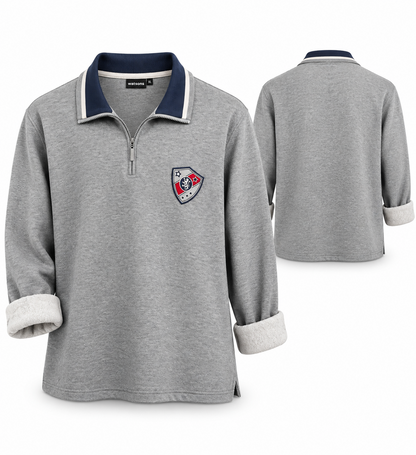 WATSONS Herren Troyer Sweatshirt Gr. 62 4XL Grau Half Zip Pullover Langarm Z