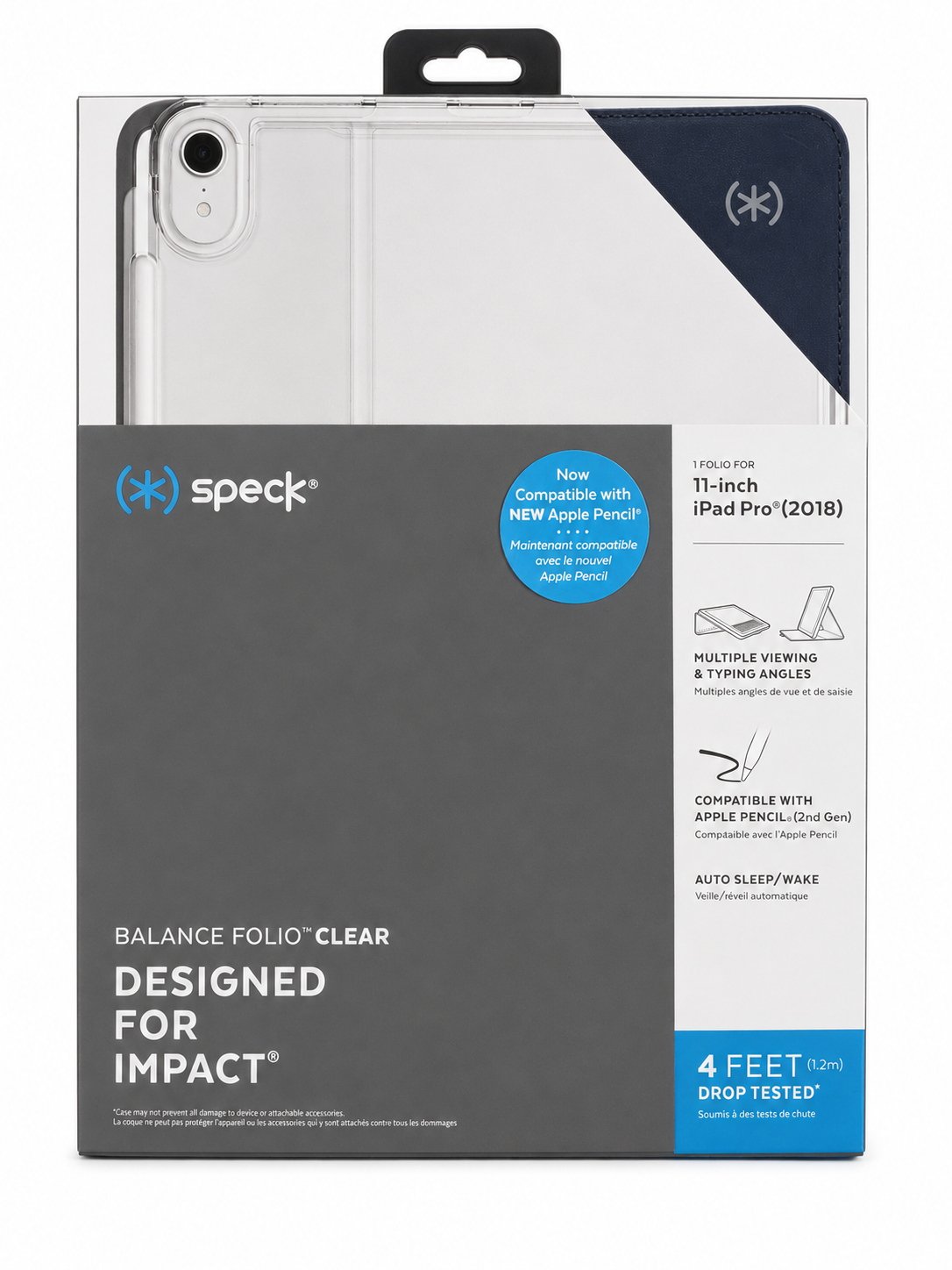 Speck Balance Folio Clear Hülle Apple iPad Pro 11" 2018 Case Blau Transparent A7