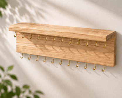 BELLE VOUS Schmuckhalter Wand Naturholz Schmuck Organizer 24 Haken Kettenhalt E6