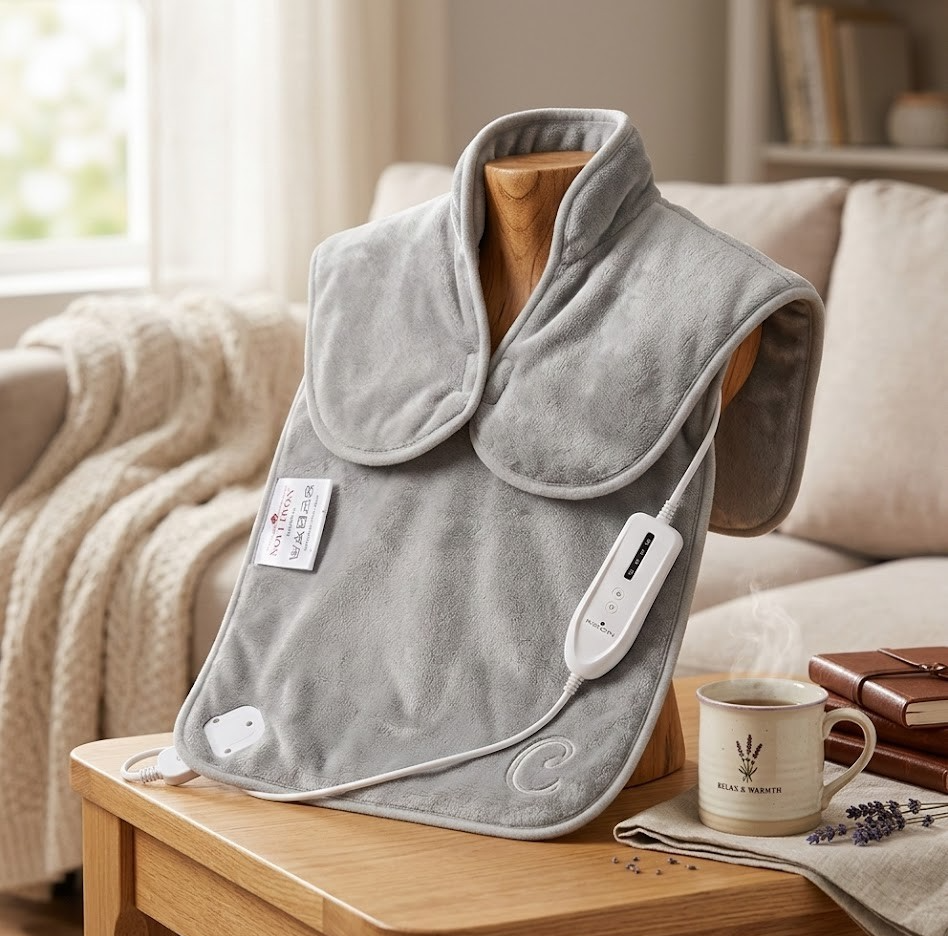 MONT CHALET Nacken- & Rückenwärmer Mikrofaser Chinchilla Uni 4 Heizstufen Silber