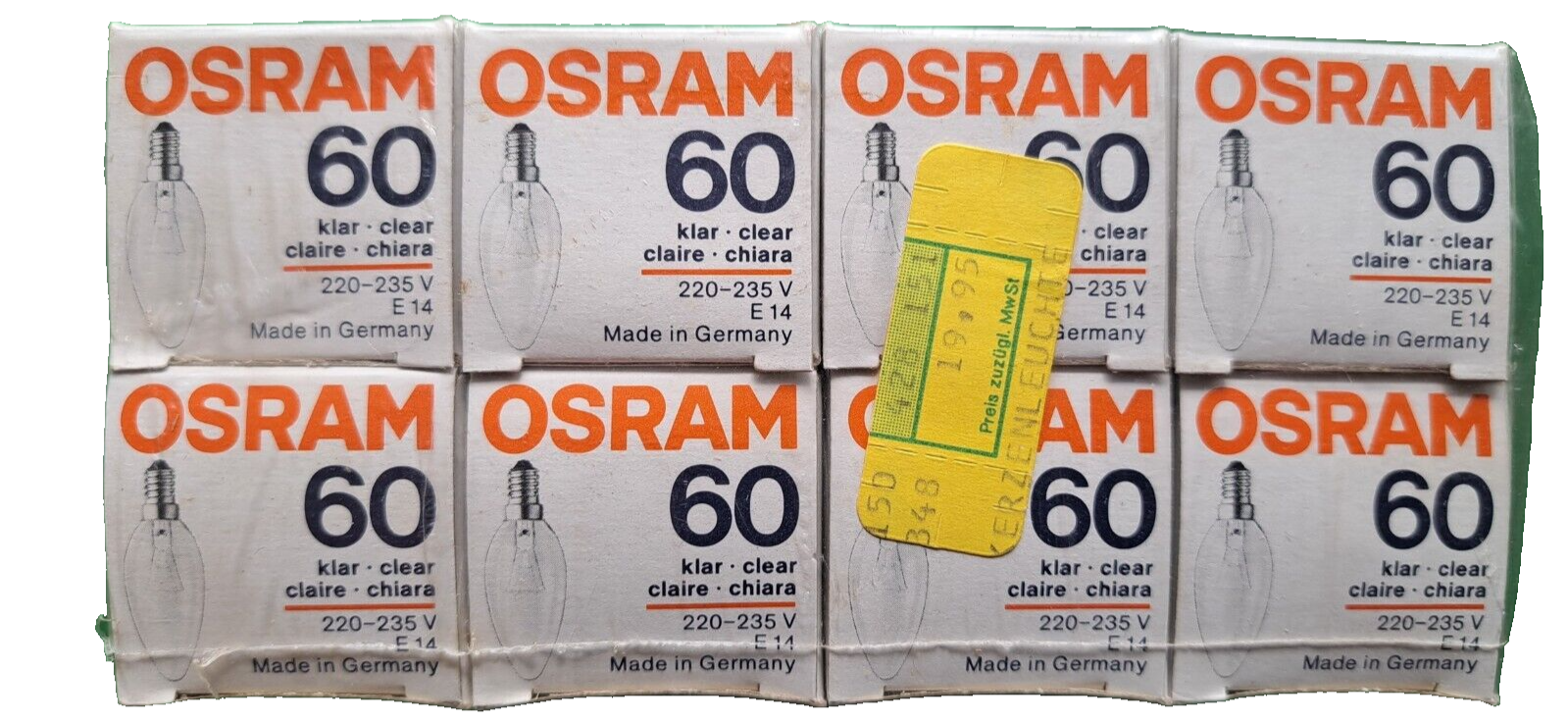 Osram 60w, Klar, Kerzenbirne, 220-235V, E14, 8 Stück