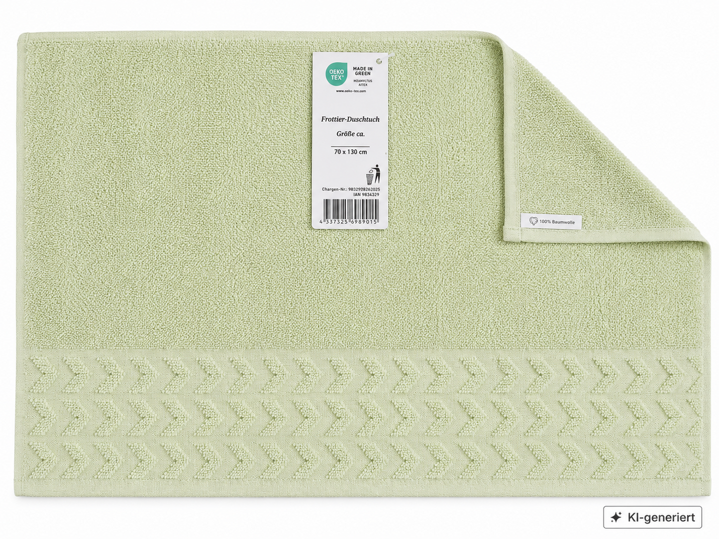 2x Home Ideas Frottee Duschtuch 70x130 cm 100% Baumwolle Grün Handtuch D10