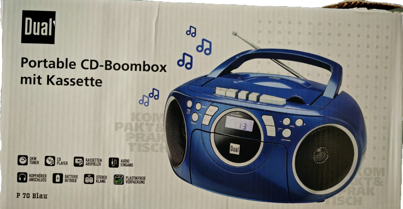 Dual P70 Blau Kassettenradio CD Player UKW Boombox Stereo tragbar Radio A08