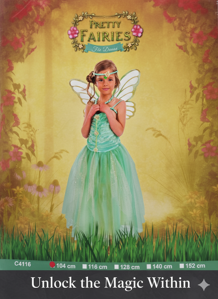 CHAKS Pretty Fairies Fee Kostüm Mädchen Gr. 104 Türkis Feenkleid Karneval G