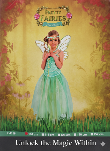 CHAKS Pretty Fairies Fee Kostüm Mädchen Gr. 104 Türkis Feenkleid Karneval G