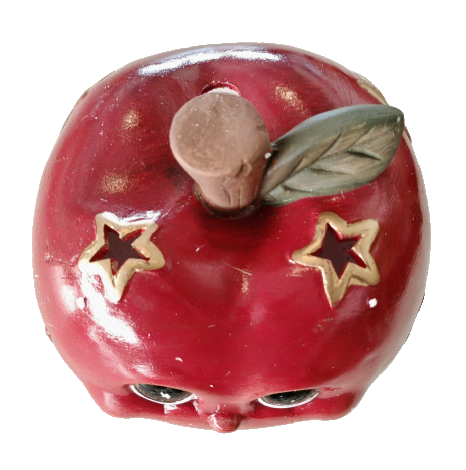 Windlicht Apfel Rot mit Gesicht 14 cm Teelichthalter Deko Herbst Weihnachten C1