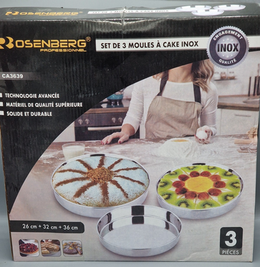 Rosenberg Professional CA3639 Set 3 Edelstahl-Kuchenformen Backformen