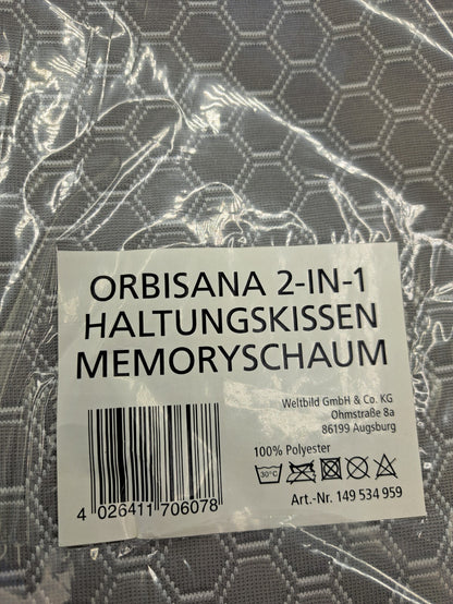 Orbisana 2-in-1 Haltungskissen Memoryschaum Rücken- & Sitzkissen Grau HA30