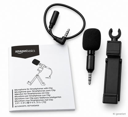 Amazon Basics Smartphone Mikrofon 3,5mm Clip Stativ Handy Vlogging B07V593WPS A8