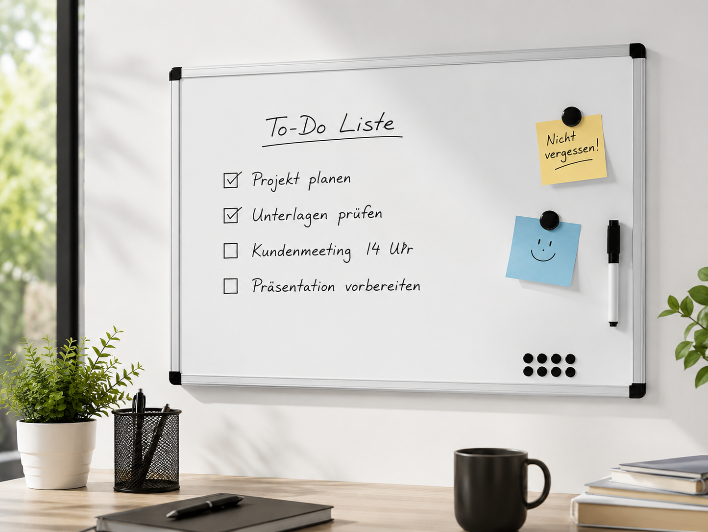 Navaris Kombiboard 60x40cm Whiteboard Magnettafel Magnetboard Alurahmen Set F4