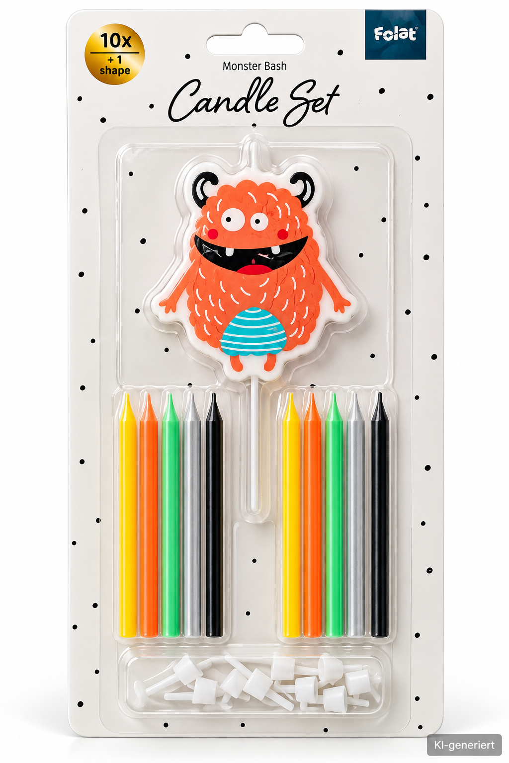 Folat Monster Bash Geburtstagskerzen Set 11-teilig Monster Kuchenkerzen Bunt D6