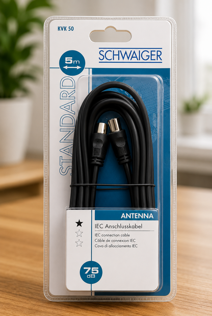 Schwaiger KVK50 IEC Anschlusskabel 5m Antennenkabel TV Kabel