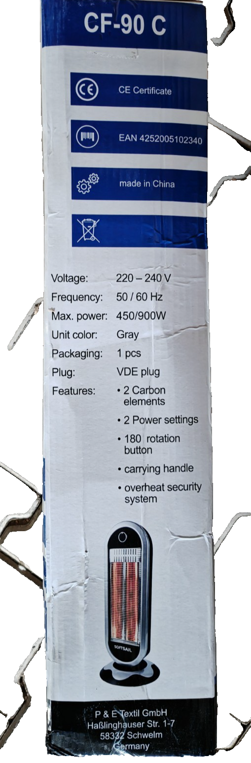 SOFTSAIL CF-90C Carbon Heizstrahler 900W 2 Heizstufen Oszillation Heizung HA28