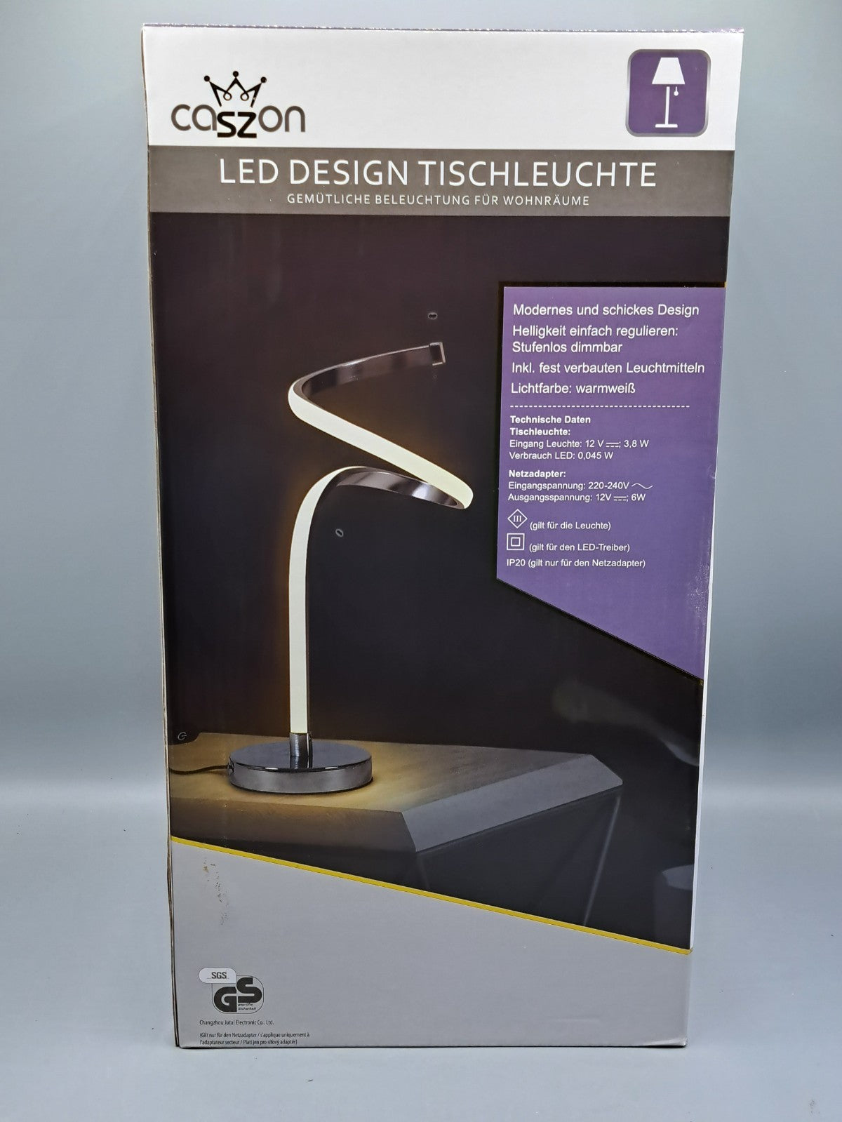 Caszon LED Design Tischleuchte, Stufenlos Dimmbar, Warmweiß