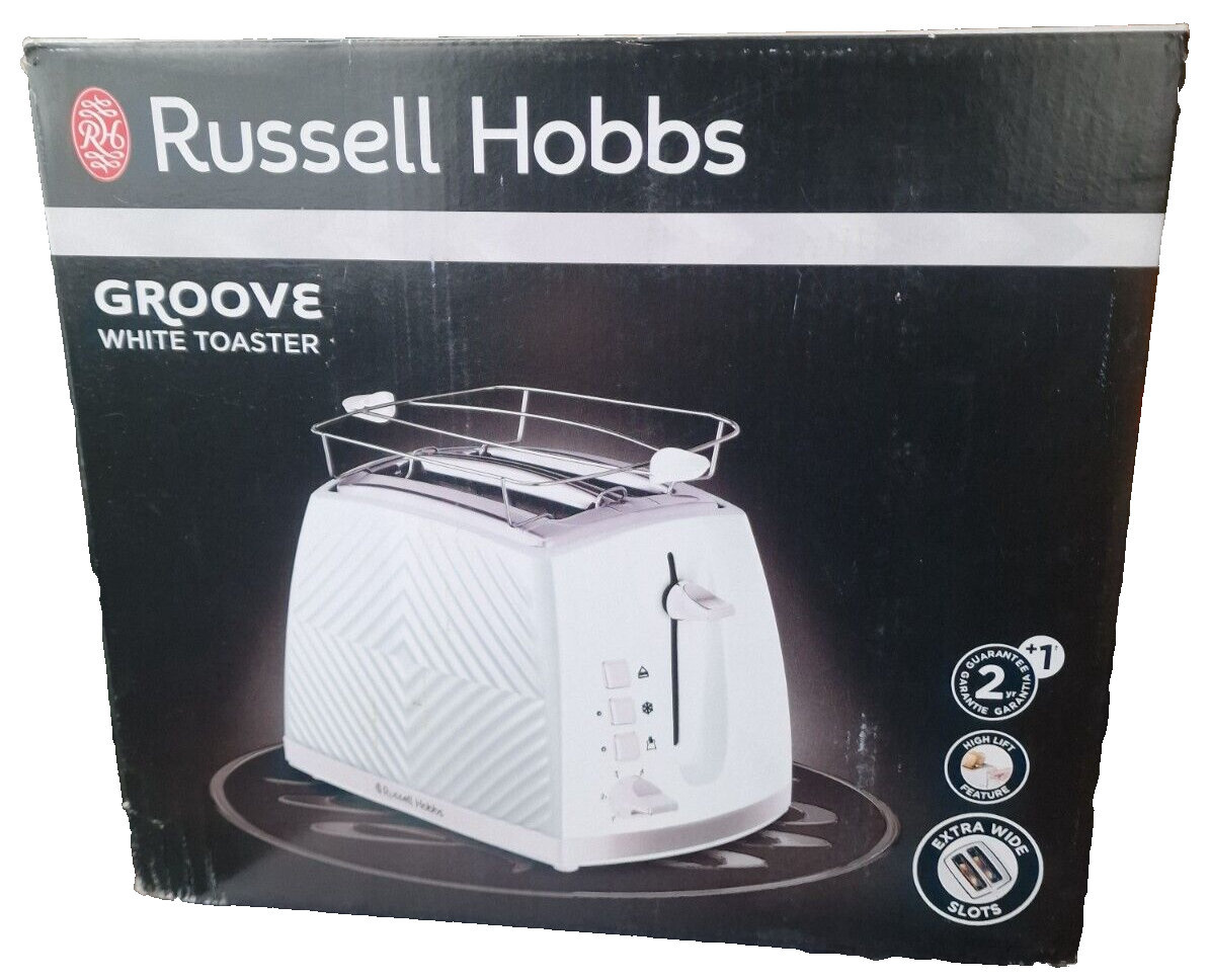 Russell Hobbs Groove White Toaster, 2 Scheiben