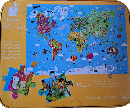 Janod Giant World Kinderpuzzle 300 Teile FSC-Karton Pflanzliche Tinte Frankreich