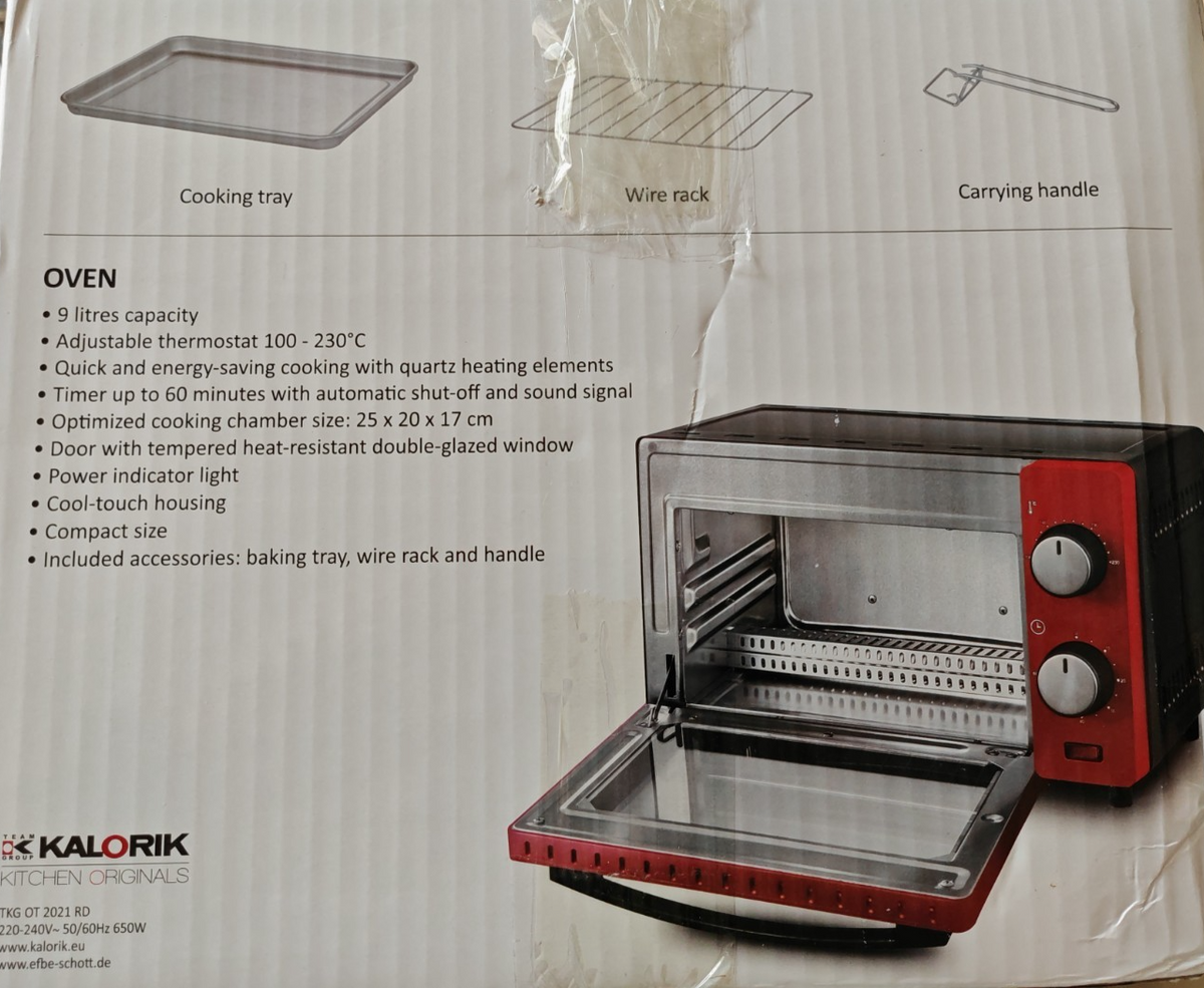 Kalorik TKG OT 2021 RD Mini Backofen 9L 650W Pizzaofen Tischbackofen Rot F3